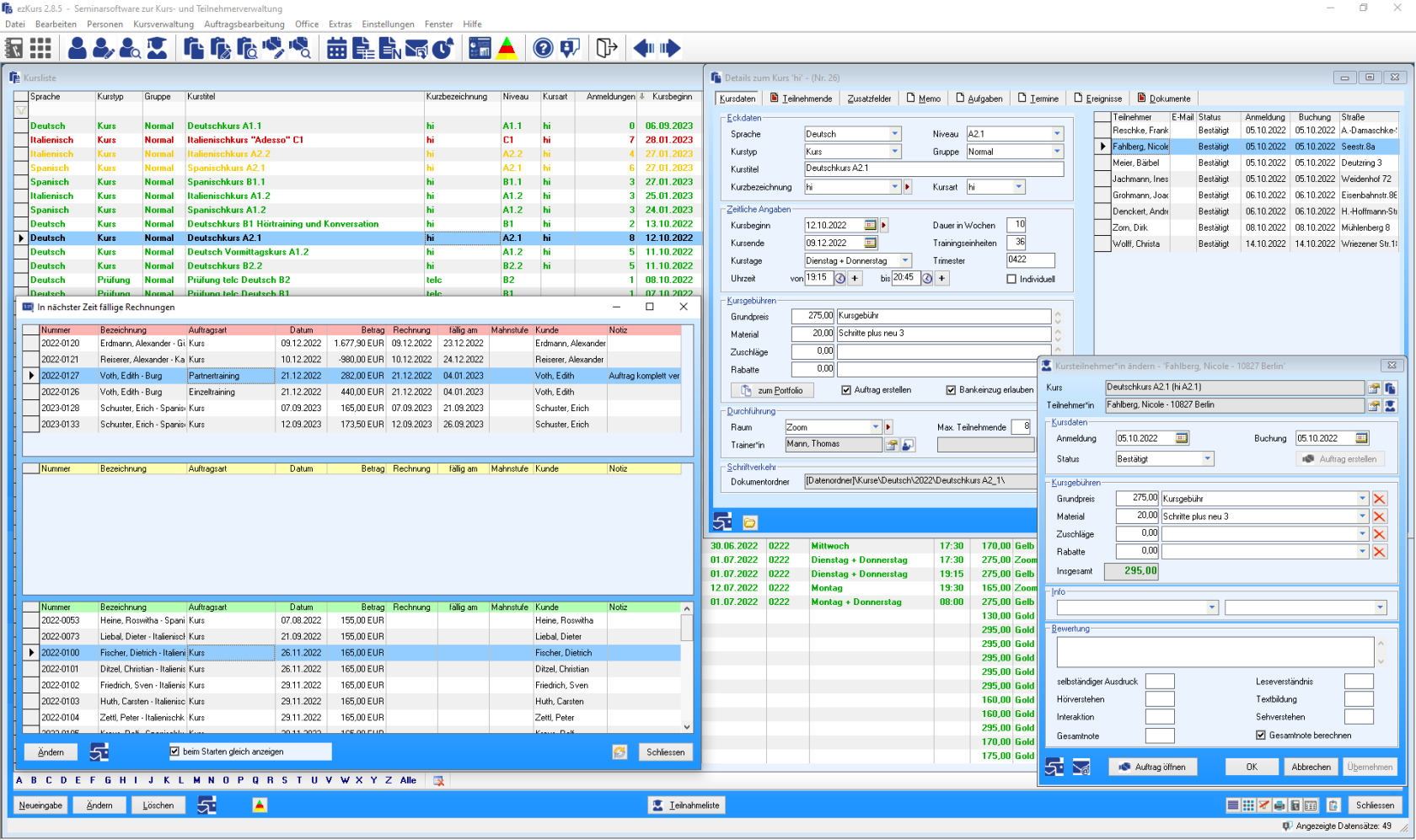 Screenshot ezKurs 2.8.5